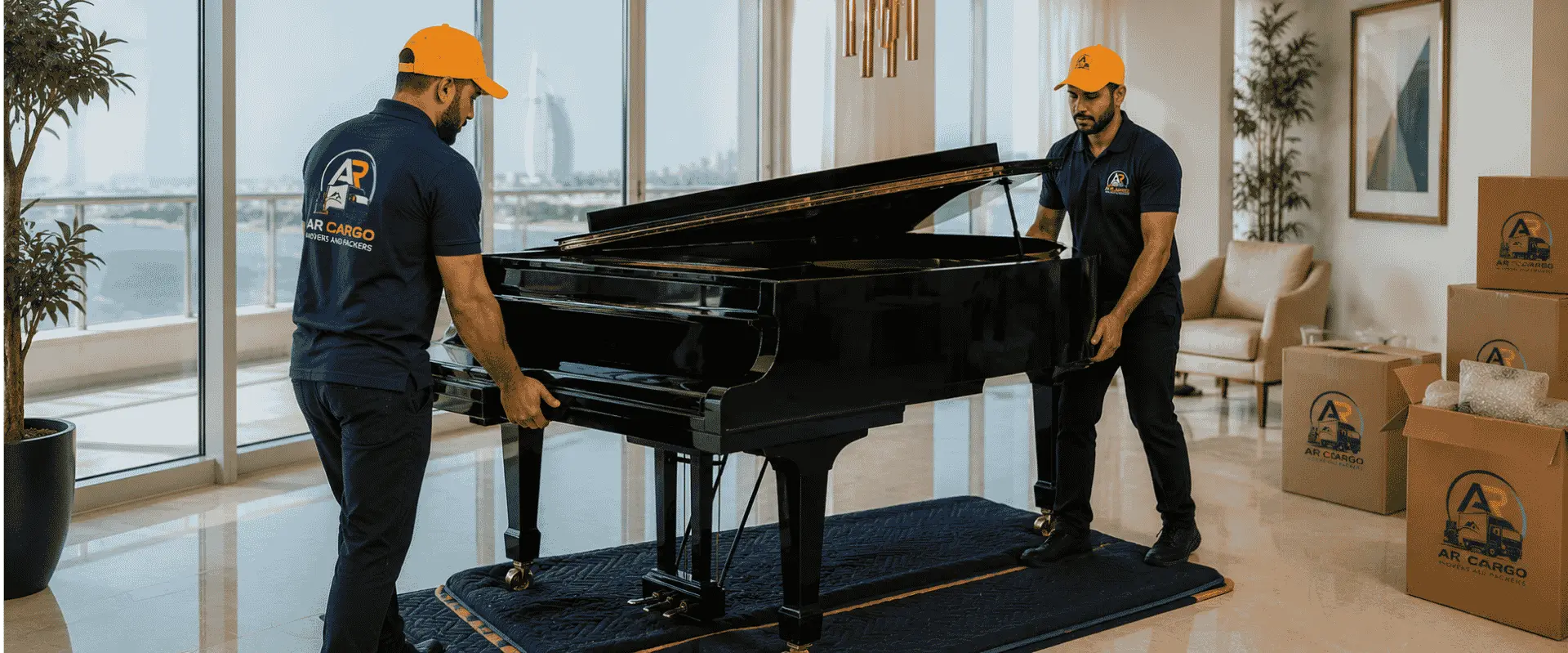 Professional piano movers in Dubai providing safe piano packing, handling, transportation, and relocation services